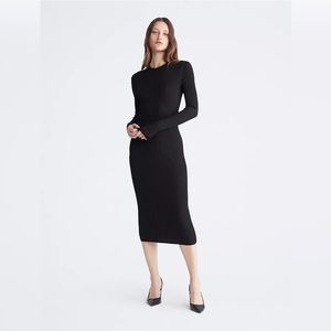 Zara black ribbed long sleeve sweater dress